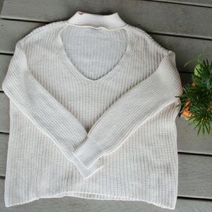 Zara cream chunky knit choker oversized sweater